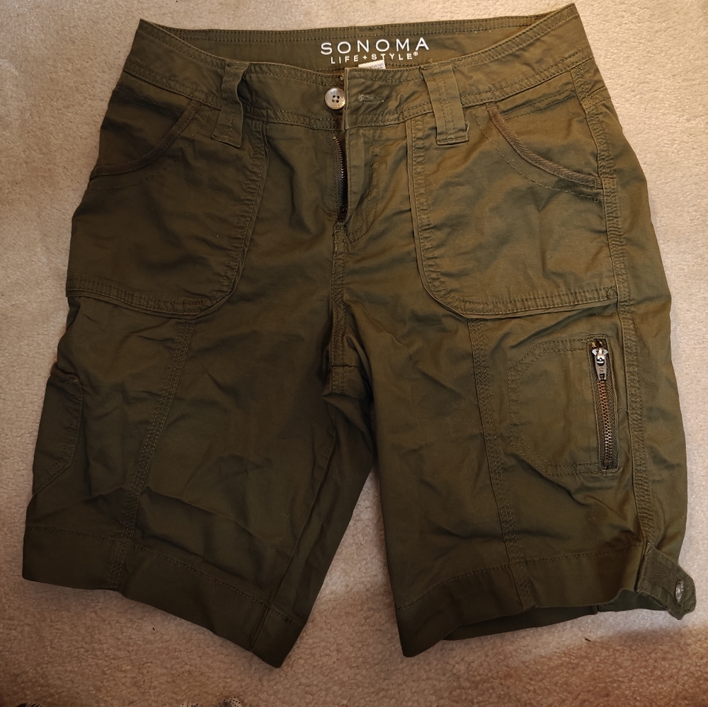 Sonoma Womens Shorts Cargo Green Size 2